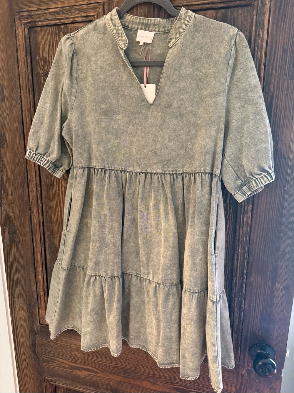 Entro Acid Wash Denim Babydoll Dress